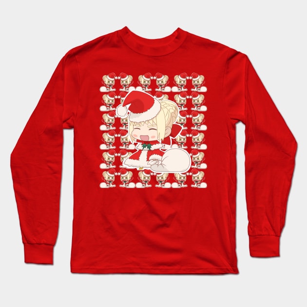 CUTE CHIBI SANTA SABER NERO 3 from FATE GRAND ORDER Long Sleeve T-Shirt by zerooneproject